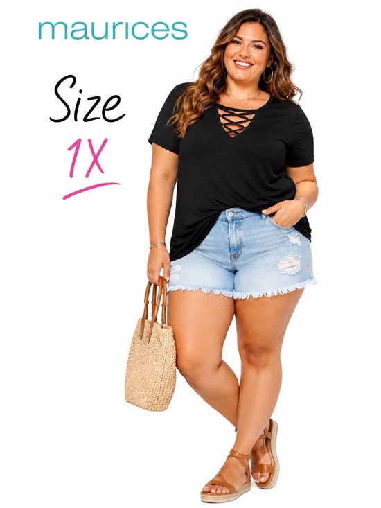 Maurices Tops - MAURICES Black Strappy T Shirt Size 1X New!